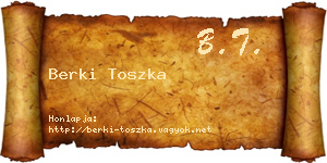 Berki Toszka névjegykártya
